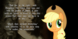 Size: 2000x1000 | Tagged: safe, applejack, g4, candide, quote, vector, voltaire