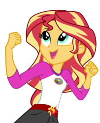 Size: 5165x6346 | Tagged: safe, artist:keronianniroro, sunset shimmer, equestria girls, g4, my little pony equestria girls: legend of everfree, absurd resolution, camp everfree outfits, clothes, female, fist, open mouth, shorts, simple background, solo, transparent background, vector