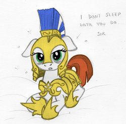 Size: 971x953 | Tagged: safe, artist:lockerobster, oc, oc only, oc:brave, armor, bags under eyes, female, floppy ears, guardsmare, lying down, mare, royal guard, sleepy, solo, sweet dreams fuel, tired