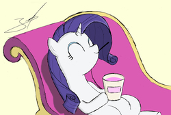 Size: 2318x1561 | Tagged: safe, artist:derpyjoel, rarity, g4, cute, eyes closed, fainting couch, female, food, ice cream, raribetes, solo