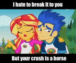 Size: 540x447 | Tagged: safe, edit, edited screencap, screencap, flash sentry, sunset shimmer, equestria girls, g4, my little pony equestria girls: legend of everfree, broken dreams, duo, duo male and female, female, hypocrisy, male, reality check, truth, wrong