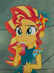 Size: 284x380 | Tagged: safe, screencap, sunset shimmer, equestria girls, g4, my little pony equestria girls: legend of everfree, cropped, drink, female, solo