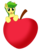 Size: 835x1021 | Tagged: safe, artist:mansun, artist:mansunkt, apple fritter, earth pony, pony, g4, apple, apple family member, blushing, female, food, looking at you, mare, open mouth, simple background, solo, transparent background