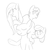 Size: 800x800 | Tagged: safe, artist:unsavorydom, aquamarine, boysenberry, bubblegum brush, pinkie pie, g4, filly, hammerspace, hammerspace hair, monochrome, pinkie's magic hair, sketch