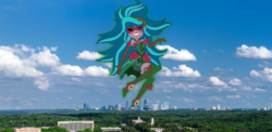 Size: 1024x500 | Tagged: safe, artist:zeldarondl, gaea everfree, gloriosa daisy, equestria girls, g4, my little pony equestria girls: legend of everfree, atlanta, equestria girls in real life, female, georgia (state), giantess, macro, magical geodes, solo, this will end in pain