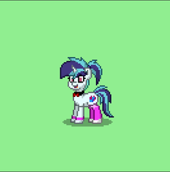 Size: 397x401 | Tagged: safe, sonata dusk, pony, unicorn, pony town, g4, bowtie, clothes, disguise, disguised siren, equestria girls ponified, female, gem, necktie, pixel art, ponified, ponytail, siren gem, solo, unicorn sonata dusk