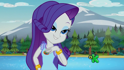 Size: 1280x720 | Tagged: safe, screencap, rarity, equestria girls, g4, my little pony equestria girls: legend of everfree, cute, discovery kids, female, hand on hip, raribetes, solo