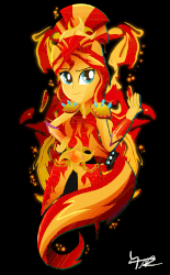 Size: 600x968 | Tagged: safe, artist:ii-art, sunset shimmer, equestria girls, g4, my little pony equestria girls: legend of everfree, beautiful, crystal guardian, female, fiery shimmer, fire, gif, non-animated gif, ponied up, solo