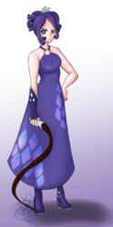Size: 1532x3087 | Tagged: safe, artist:tears-of-xion, rarity, human, g4, clothes, dress, female, fingerless gloves, gala dress, gloves, high heels, humanized, looking at you, shoes, solo, whip