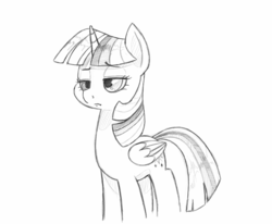 Size: 1121x925 | Tagged: safe, artist:trickydick, twilight sparkle, alicorn, pony, g4, female, lidded eyes, monochrome, raised eyebrow, simple background, sketch, solo, twilight sparkle (alicorn), white background