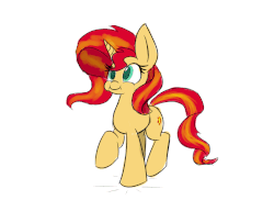 Size: 1100x800 | Tagged: safe, artist:heir-of-rick, sunset shimmer, pony, unicorn, g4, animated, cute, dancing, female, gif, mare, prancing, puffy cheeks, shimmerbetes, simple background, solo, trotting, trotting in place