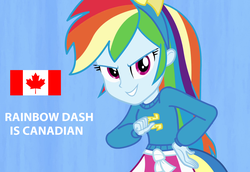 Size: 1568x1080 | Tagged: safe, rainbow dash, equestria girls, g4, canada, canadian, female, headcanon, solo