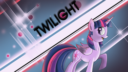 Size: 1600x900 | Tagged: safe, artist:zsparkonequus, twilight sparkle, alicorn, pony, g4, female, slender, smiling, solo, text, thin, twilight sparkle (alicorn), wallpaper