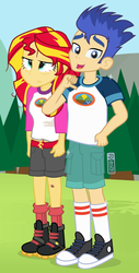 Size: 506x1000 | Tagged: safe, artist:dm29, flash sentry, sunset shimmer, equestria girls, g4, my little pony equestria girls: legend of everfree, camp everfree, clothes, converse, duo, happy camper, shoes, sneakers, tired