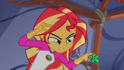 Size: 1920x1080 | Tagged: safe, screencap, sunset shimmer, equestria girls, g4, my little pony equestria girls: legend of everfree, discovery kids, logo