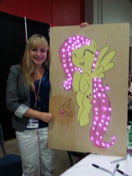 Size: 2448x3264 | Tagged: safe, artist:ponyprism, fluttershy, human, g4, andrea libman, animate miami, high res, irl, irl human, photo, traditional art, voice actor