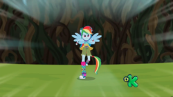 Size: 1920x1080 | Tagged: safe, screencap, rainbow dash, equestria girls, g4, my little pony equestria girls: legend of everfree, camp fashion show outfit, clothes, converse, discovery kids, female, ponied up, shoes, sneakers, solo