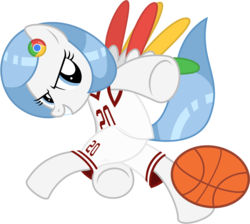 Size: 6850x6150 | Tagged: safe, artist:caliazian, oc, oc only, oc:google chrome, .svg available, absurd resolution, ball, basketball, browser ponies, clothes, internet, jersey, ponified, simple background, solo, sonic adventure, sports, transparent background, vector