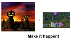 Size: 1055x609 | Tagged: safe, g4, everfree forest, exploitable meme, make it happen, meme, pumpkin hill, sonic adventure 2