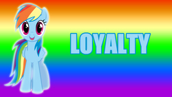 Size: 1920x1080 | Tagged: safe, artist:kevinerino, part of a set, rainbow dash, g4, female, gradient background, one word, rainbow background, solo, wallpaper