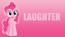 Size: 1920x1080 | Tagged: safe, artist:kevinerino, edit, part of a set, pinkie pie, female, gradient background, one word, solo, wallpaper, wallpaper edit