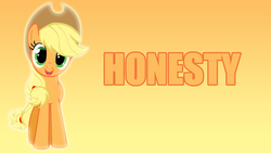 Size: 1920x1080 | Tagged: safe, artist:kevinerino, edit, part of a set, applejack, g4, female, gradient background, one word, solo, wallpaper, wallpaper edit