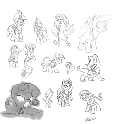 Size: 1500x1638 | Tagged: safe, artist:tsitra360, applejack, braeburn, gummy, king sombra, pinkie pie, princess cadance, rainbow dash, rarity, shining armor, spike, twilight sparkle, alicorn, genie, monkey, parrot, pony, g4, abu, aladdin, cave of wonders, crossover, fez, hat, iago, jafar, monochrome, open mouth, pinkie tales, princess jasmine, rainbow cat, twilight sparkle (alicorn)