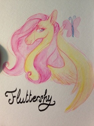 Size: 960x1280 | Tagged: safe, artist:whale, fluttershy, g4, female, solo, traditional art