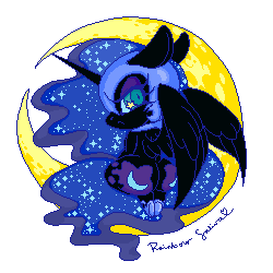 Size: 250x250 | Tagged: safe, artist:rainbowsaliva, nightmare moon, anthro, g4, butt, female, nightmare moonbutt, pixel art, plot, solo