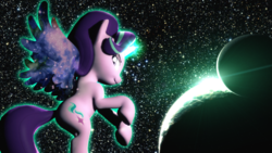 Size: 1920x1080 | Tagged: safe, artist:powdan, starlight glimmer, alicorn, pony, g4, 3d, alicornified, gmod, goddess, looking at you, magic, planet, race swap, solo, space, starlicorn, stars, xk-class end-of-the-world scenario