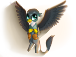 Size: 1600x1200 | Tagged: safe, artist:shan3ng, gabby, griffon, g4, female, saddle bag, shadow, simple background, solo, spread wings, transparent background