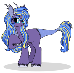 Size: 616x603 | Tagged: safe, artist:unoriginai, oc, oc only, hybrid, kelpie, cloven hooves, crack shipping, interspecies offspring, offspring, parent:princess luna, parent:steven magnet, parents:lunamagnet, simple background, transparent background, unshorn fetlocks