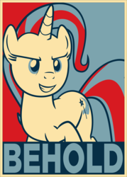 Size: 1416x1982 | Tagged: safe, artist:the smiling pony, edit, editor:mennydrives, trixie, pony, unicorn, g4, behold, female, hope poster, mare, poster, shepard fairey, solo