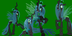 Size: 1366x685 | Tagged: safe, artist:mlpsonic156, queen chrysalis, changeling, changeling queen, crystal pony, pony, g4, crown, crystallized, female, jewelry, looking at you, poses, regalia, shadow, simple background, solo, vector, wallpaper