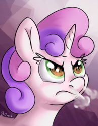 Size: 499x644 | Tagged: safe, artist:swiftsketchpone, sweetie belle, g4, angry, expression, female, filly, snorting, solo, wingding eyes