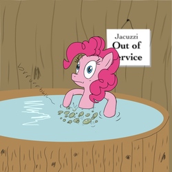 Size: 1800x1800 | Tagged: safe, artist:gassipons, pinkie pie, earth pony, pony, g4, accident, bath, bubble, embarrassed, fart, farting bubbles, female, gas, jacuzzi, mare, out of service, solo, stinkie pie