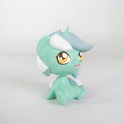 Size: 1000x1000 | Tagged: safe, lyra heartstrings, pony, unicorn, g4, chibi, cute, female, figurine, horn, looking up, merchandise, sitting, smiling, solo, welovefine