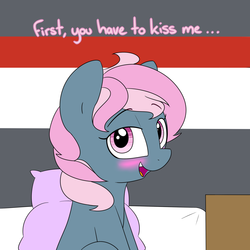 Size: 1280x1280 | Tagged: safe, artist:victoreach, oc, oc only, oc:juicy dream, pony, blushing, female, lesbian, mare, shipping, solo