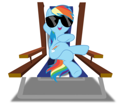 Size: 5000x4188 | Tagged: safe, artist:dashiesparkle, rainbow dash, every little thing she does, g4, .svg available, absurd resolution, beach chair, chair, chillaxing, crossed hooves, female, open mouth, simple background, solo, sunglasses, transparent background, vector