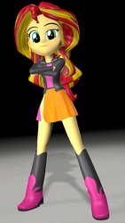 Size: 2160x3840 | Tagged: safe, artist:legoguy9875, sunset shimmer, equestria girls, g4, 3d, boots, clothes, crossed arms, female, high res, jacket, leather jacket, skirt, solo, source filmmaker