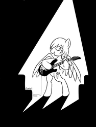 Size: 1200x1600 | Tagged: safe, artist:sweeterwho, oc, oc only, pegasus, pony, bipedal, guitar, musical instrument, solo