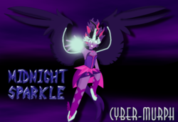 Size: 5311x3647 | Tagged: safe, artist:cyber-murph, sci-twi, twilight sparkle, equestria girls, g4, my little pony equestria girls: friendship games, armpits, blast, breasts, cleavage, clothes, energy blast, female, magic, magic blast, midnight sparkle, solo, wings