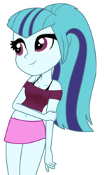 Size: 566x927 | Tagged: safe, artist:altimos0023, sonata dusk, equestria girls, g4, belly button, clothes, cute, female, midriff, miniskirt, off shoulder, short shirt, simple background, skirt, smiling, solo, sonatabetes, transparent background