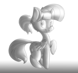 Size: 1400x1306 | Tagged: safe, artist:tentinythimbles, twilight sparkle, alicorn, pony, g4, female, monochrome, solo, twilight sparkle (alicorn)