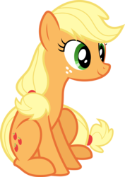 Size: 7374x10425 | Tagged: safe, artist:kevinerino, applejack, pony, g4, leap of faith, .svg available, absurd resolution, female, hatless, missing accessory, simple background, sitting, solo, transparent background, vector