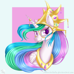 Size: 700x700 | Tagged: safe, artist:swanlullaby, princess celestia, g4, crown, female, jewelry, regalia, solo