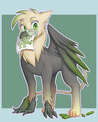 Size: 2513x3149 | Tagged: safe, artist:nauth, oc, oc only, oc:ralek, griffon, commission, drawing, feather, green eyes, high res