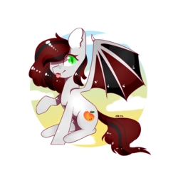 Size: 2000x2000 | Tagged: safe, artist:xflower-girlx, oc, oc only, oc:peachy bite, bat pony, pony, high res, solo