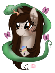 Size: 400x528 | Tagged: safe, artist:dinodaimo, oc, oc only, oc:cloudy skech, pony, snake, cute, solo