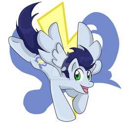 Size: 1024x1024 | Tagged: safe, artist:yoshimarsart, soarin', pony, g4, cutie mark background, looking at you, male, solo, watermark